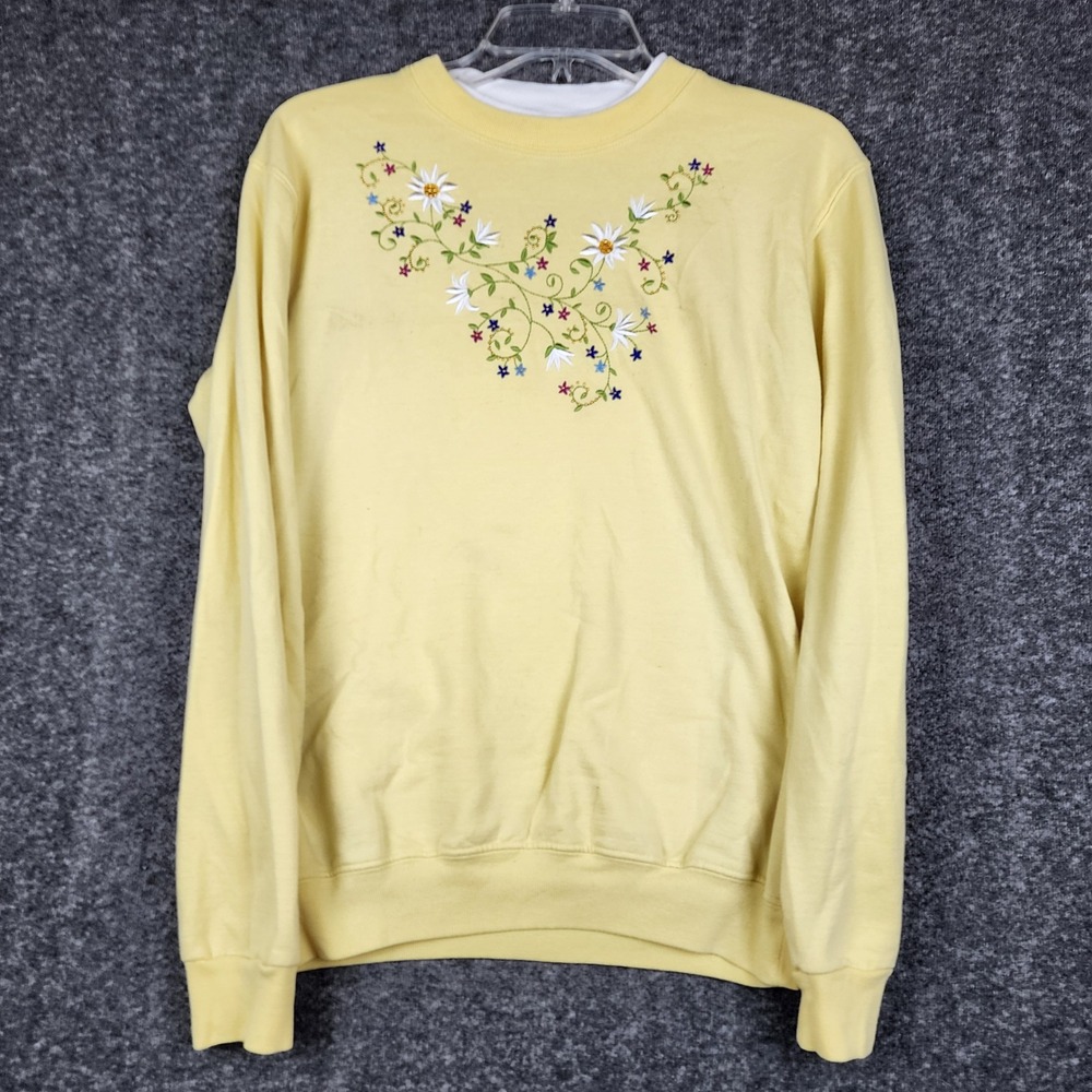 Country Store Sweatshirt Womens Small Floral Embroidered Crew Neck Pullover